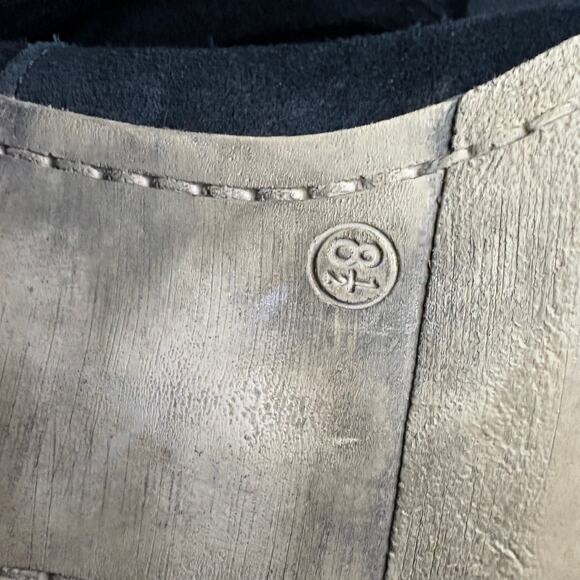 Suede Slouch Tall Boots Boutique 9 Black  Size 39 Stacked Heel Fall Style - Picture 6 of 9